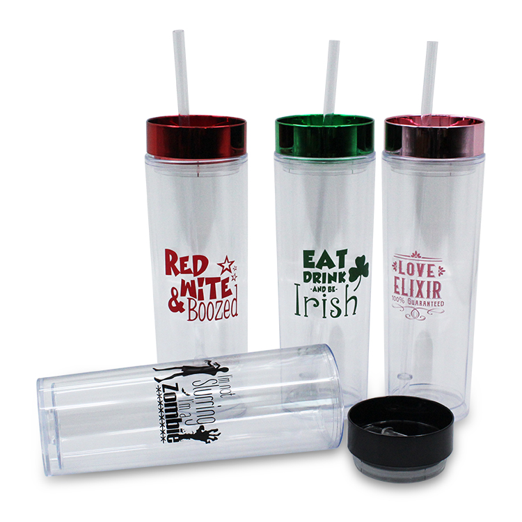 Wholesale Skinny Acrylic Tumblers With Lid and Straw