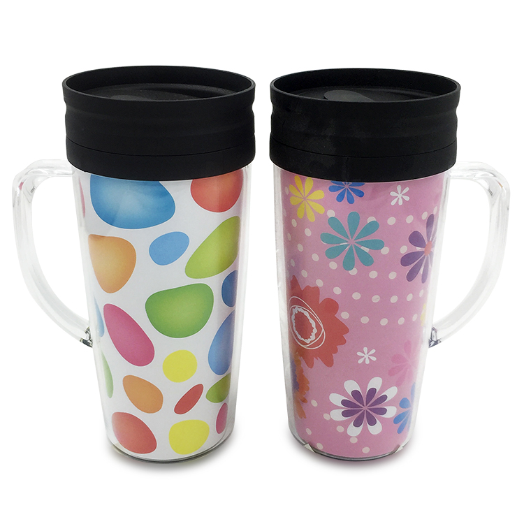 Insulated Plastic Tumblers Double Wall With Handle