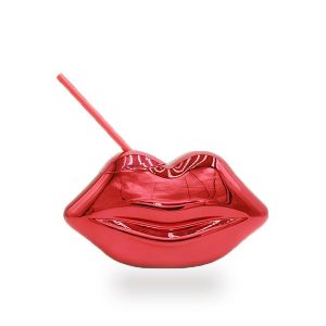 lip shape novelty cups with straws